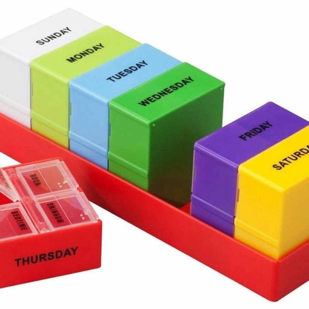 FineLife 7 Day Weekly Pill Organizer AM PM Vitamin Medicine Storage Travel Case